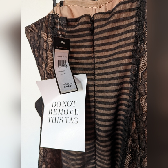 BCBG black and nude lace overlay strapless dress - size 10 NWT - Picture 5 of 16